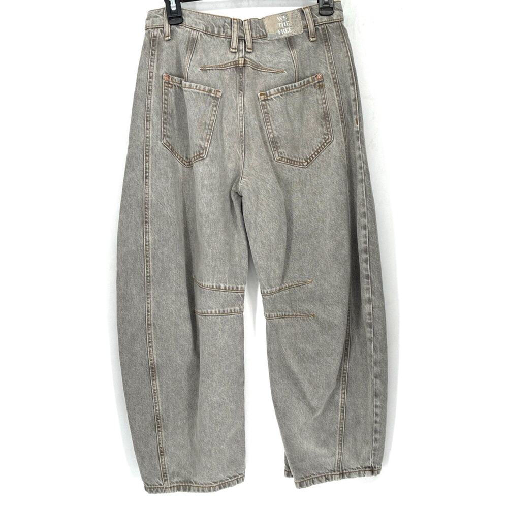 Free People Lucky You Mid Rise Barrel Jeans Gray Curved Leg Denim 30" - Picture 2 of 6